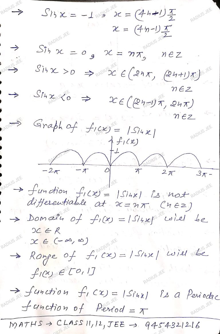 Trigonometry Formula and Concept Download pdf RADIUS JEE