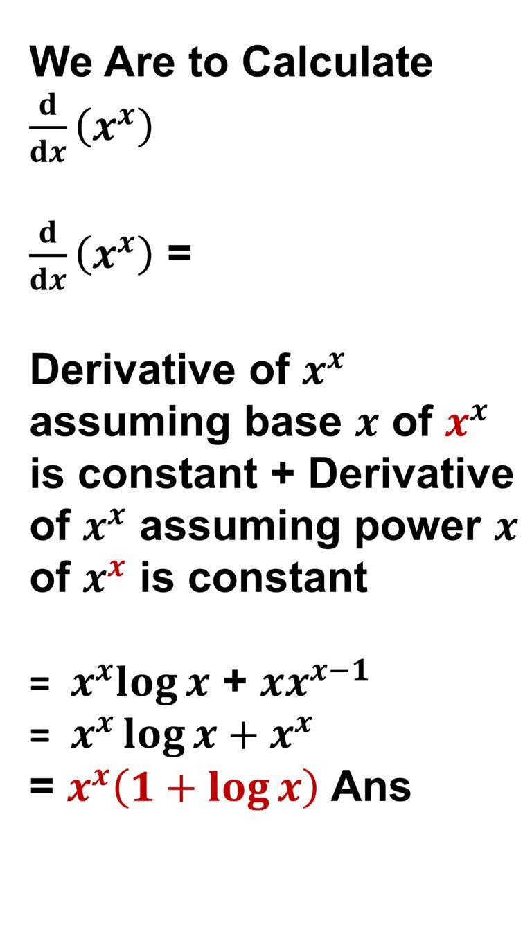 Derivative of x to the power x using method 1