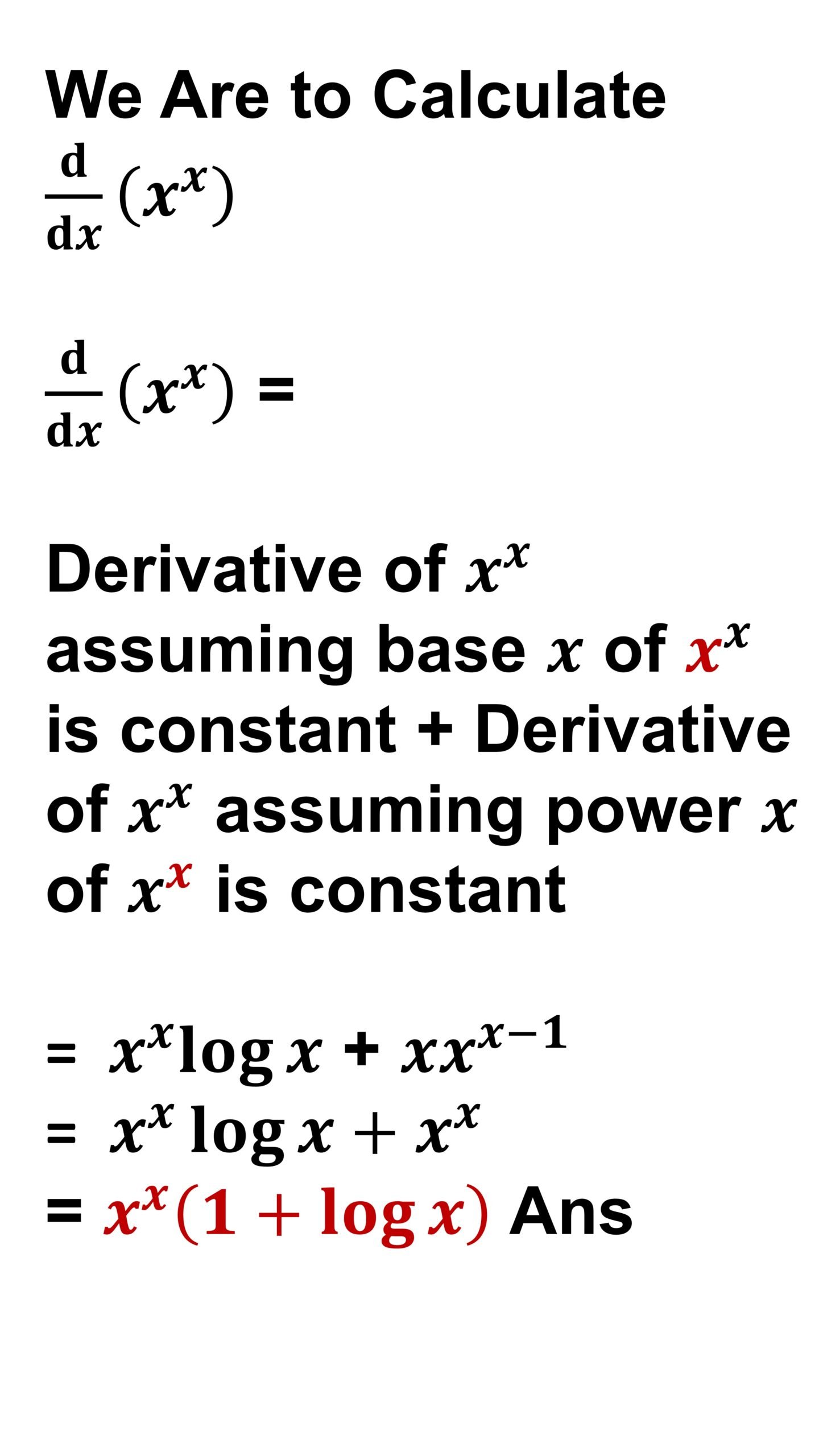 Derivative of x^x ( x to the power x) - RADIUS JEE